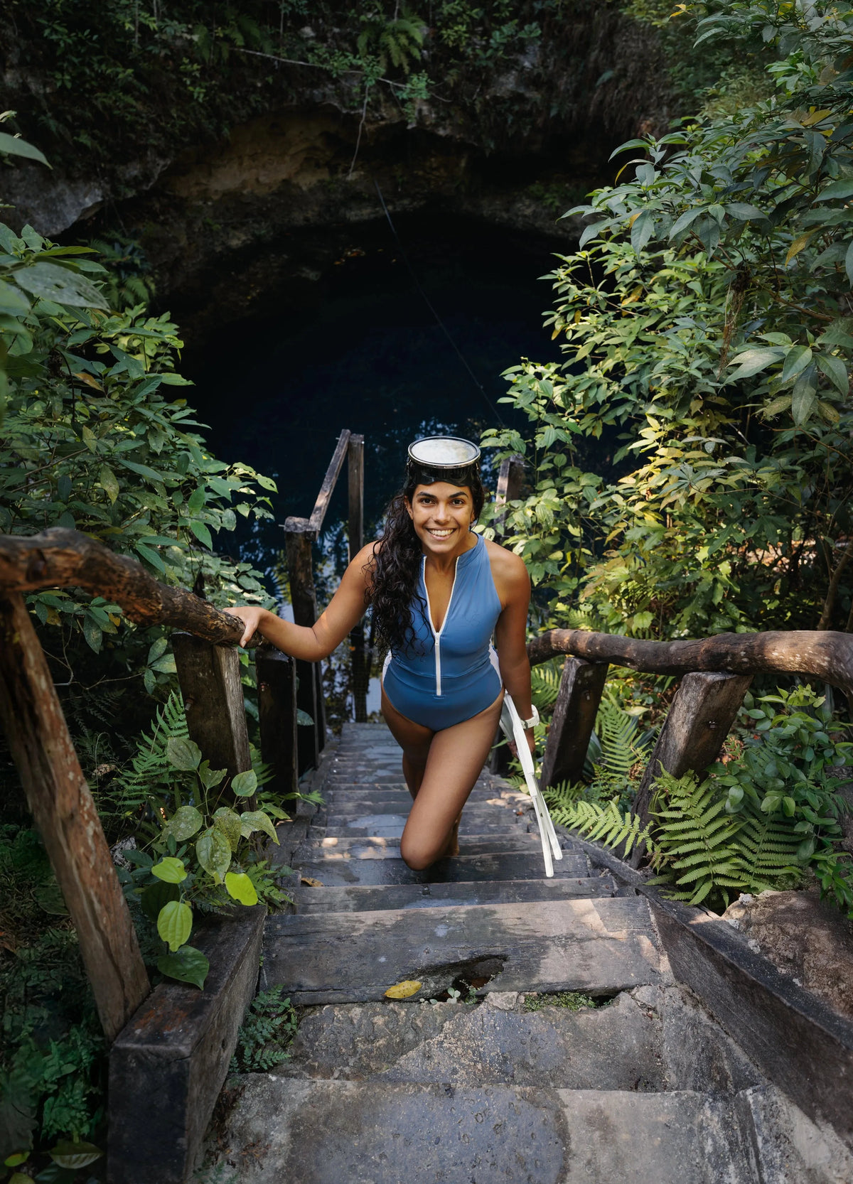 SLEEVELESS ONE PIECE SWIMSUITS BLUE