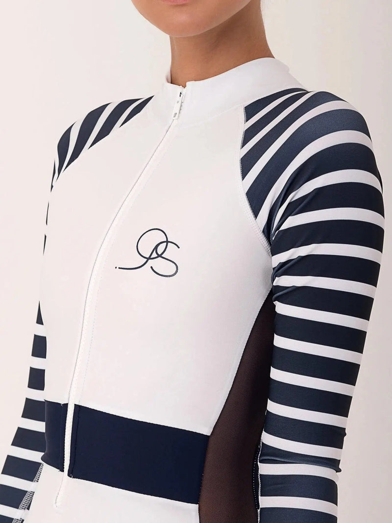 Long Sleeve One Piece Swimsuit | The Sulawesi Snow and Navy-Surf Suit-Ocean Soul Bali-Ocean Soul Bali