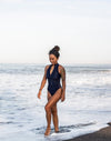 Black one piece swimsuit | The Mentawai in Midnight-Surf Suit-Ocean Soul Swimwear