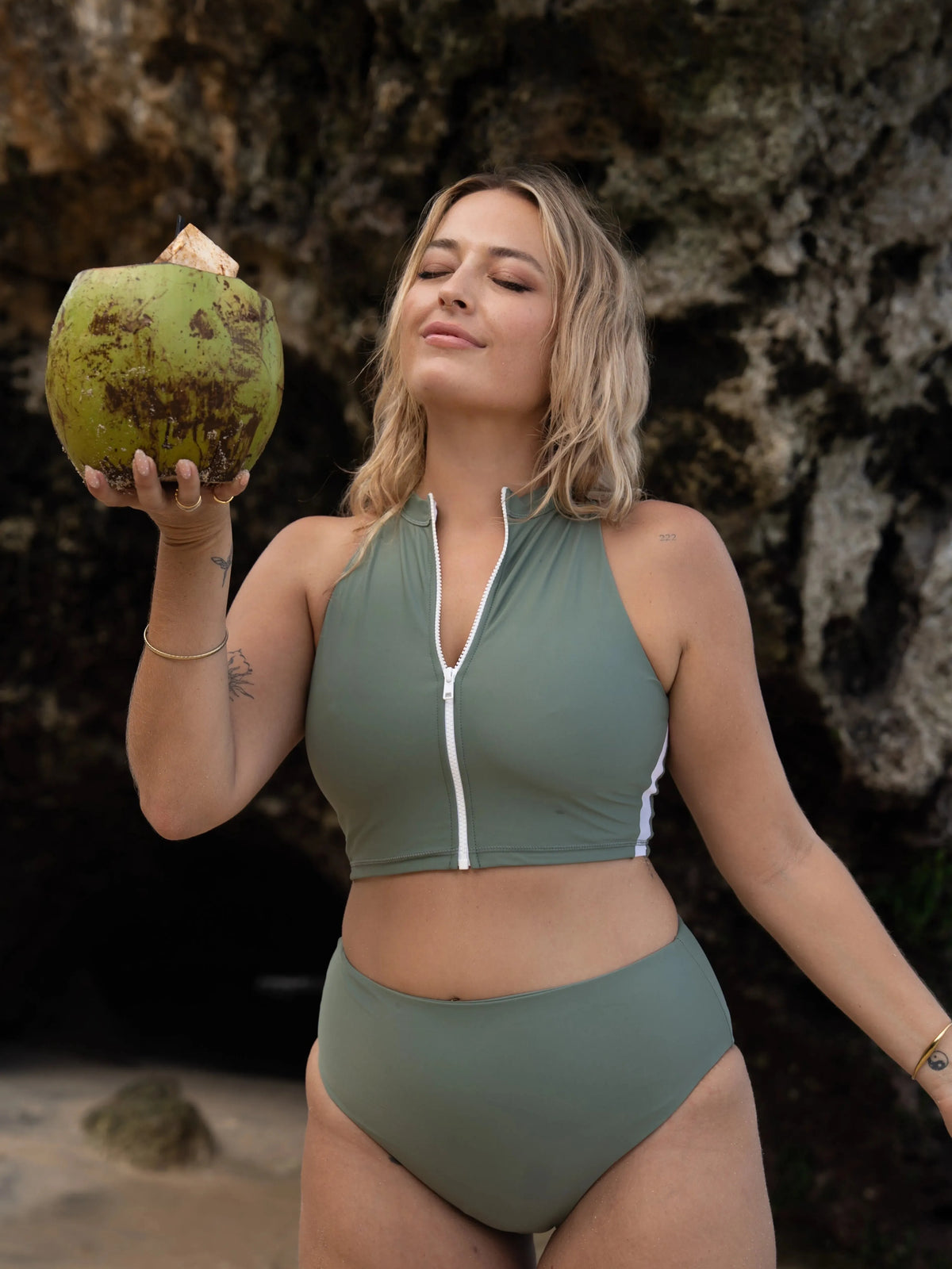 High Waisted Bikini Bottom | The Sumatra | Green
