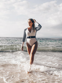 Long Sleeve One Piece Swimsuit | The Sulawesi Snow and Navy