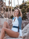 Long Sleeve One Piece Swimsuit | The Sulawesi Snow and Navy-Surf Suit-Ocean Soul Bali-Ocean Soul Bali