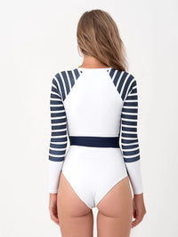 Long Sleeve One Piece Swimsuit | The Sulawesi Snow and Navy