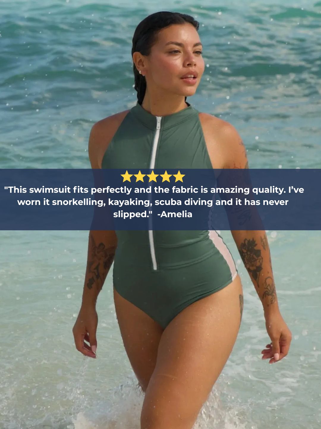 Sustainable Swimwear | The Mentawai in Olive